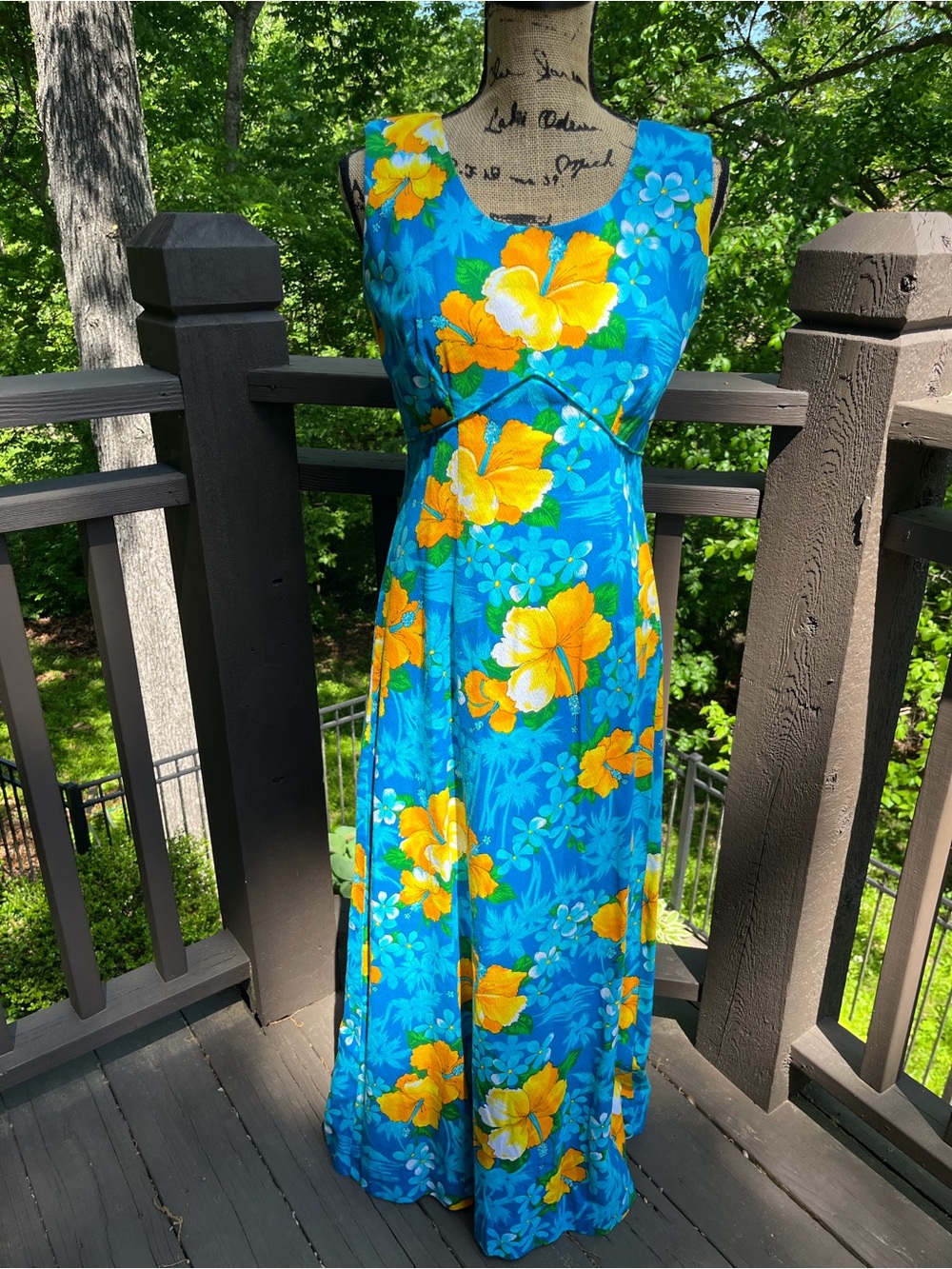 Vintage Royal Hawaiian Barkcloth Maxi Dress
